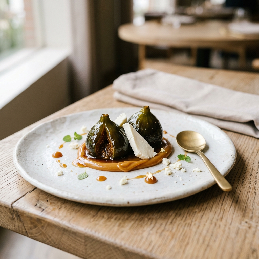 Tradicional postre de brevas con arequipe y queso de Restaurante Laucude